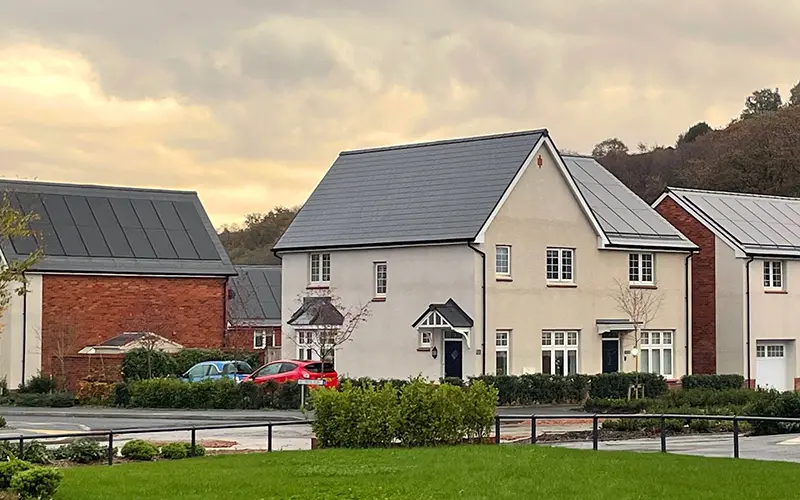 Clearline fusion solar PV installed on homes at Parc Eirin, Tonyrefail, Wales