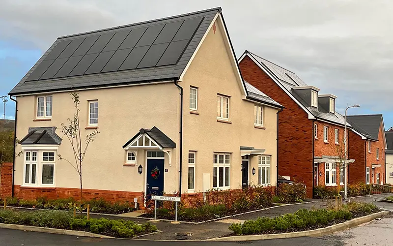 Clearline fusion solar PV installed on homes at Parc Eirin, Tonyrefail, Wales