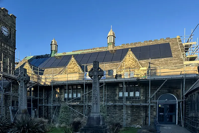 Clearline fusion Solar PV on the Queens Hall, Burley in Wharfedale