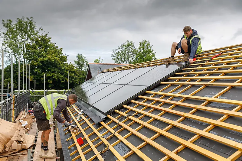 Thornage Hall Independent Living Clearline fusion solar panels being installed